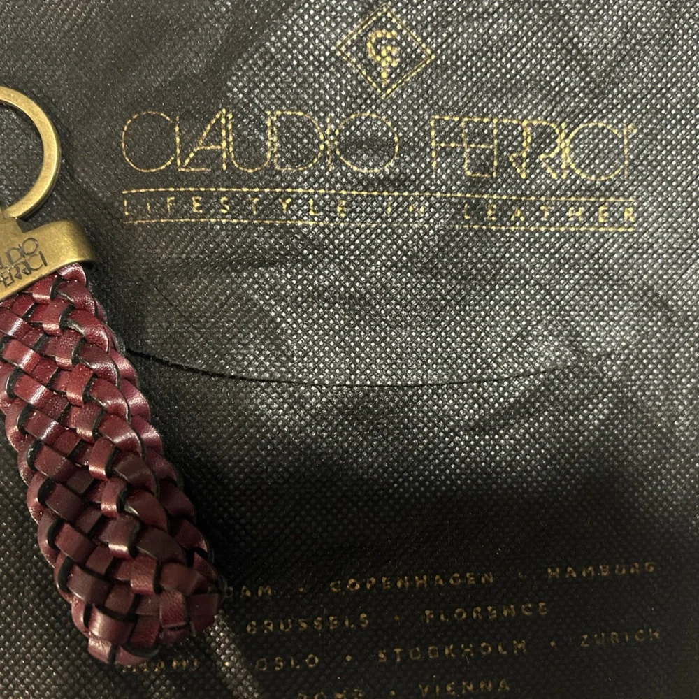 Stocking Stuffer - Claudio Ferrici Brown Braided Leather Keychain